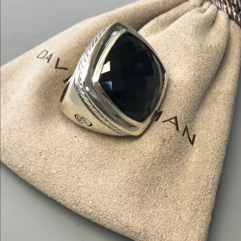 🌼 DAVID YURMAN Silver Albion Black Onyx 20mm Ring